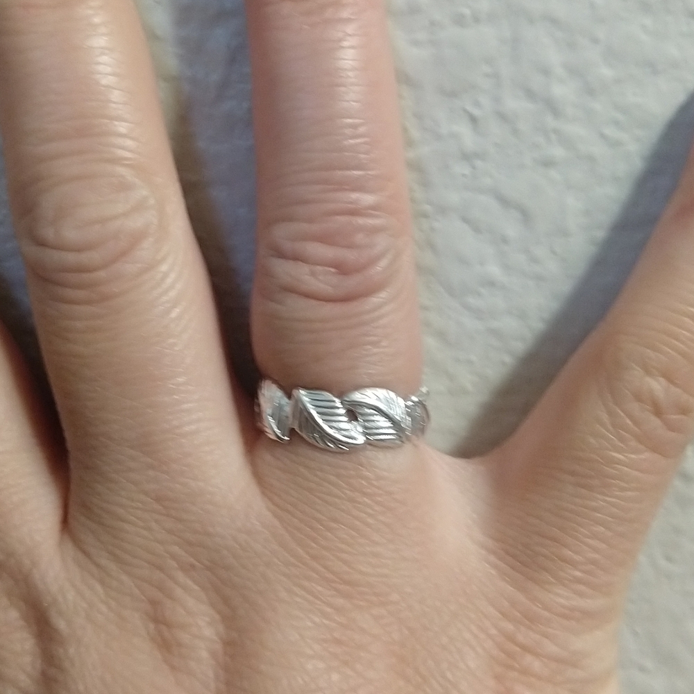 Nice Leaf Solid Sterling Silver Artistic Ring - image 4